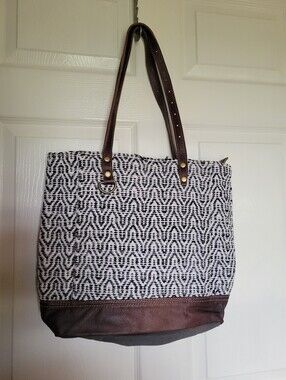 Myra Bag Canvas and Leather Adjustable Shoulder Bag Tote Purse Cotton